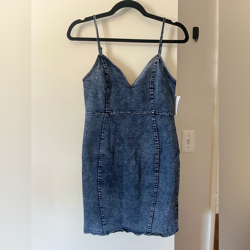 Blue Denim Spaghetti Strap Dress